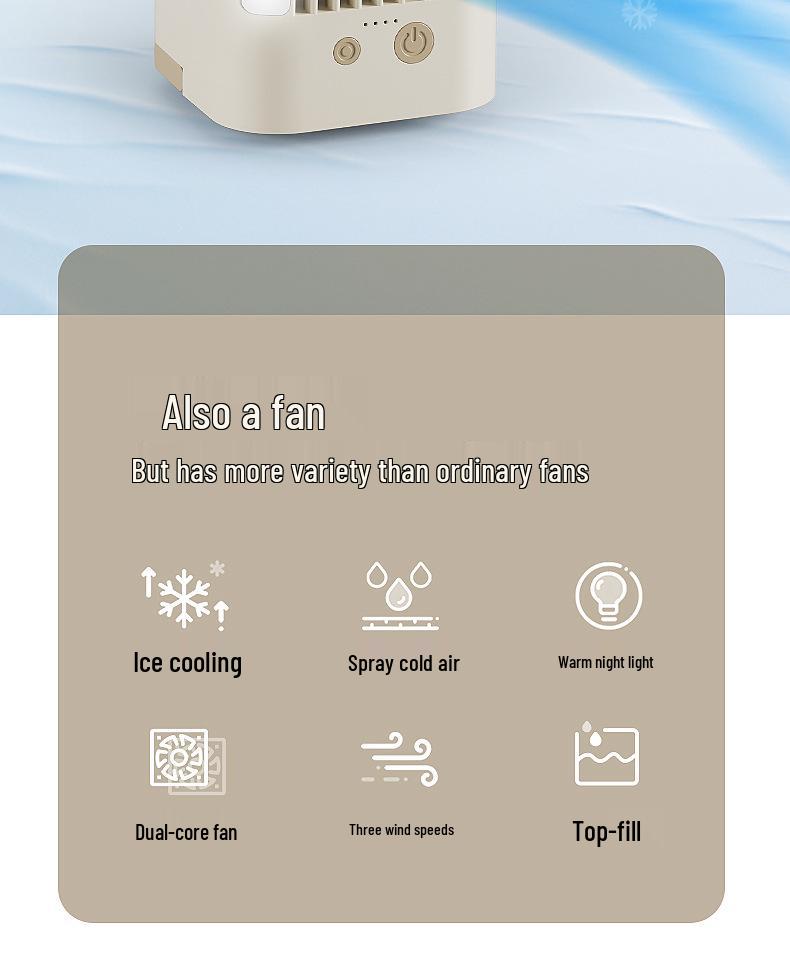 USB Mini Desktop Air Cooler & Night Light: Water-Cooled, Indoor Fan with Dormitory Spray Function