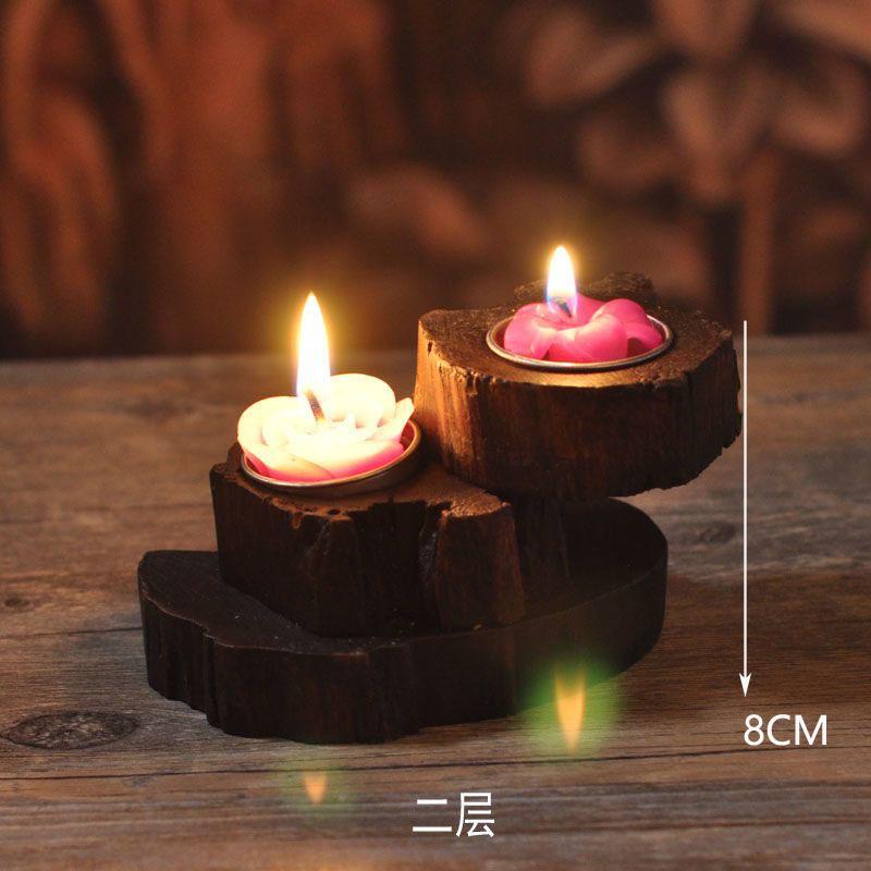 

Solid Wood Candlestick Candlelight Dinner Prop Romantic Western Food Decoration Multi layer Optional Candlestick Table Ornaments with Candles