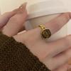 Anello Regolabile in Pietra d'Ambra Vintage Anello Aperto con Gemme Naturali Eleganti Gioielli Fatti a Mano per Donne Ragazze alla Moda