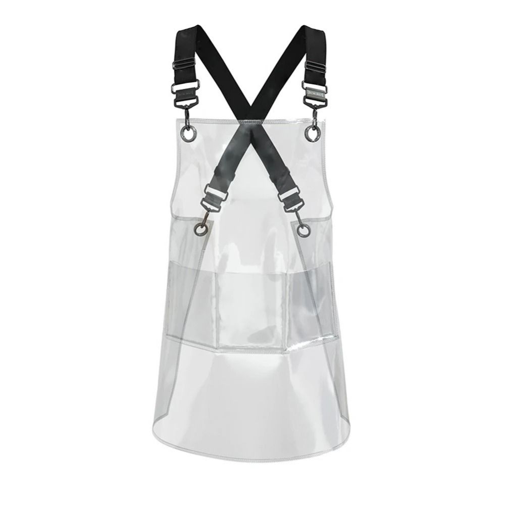 Antifouling TPU Transparent Apron Reusable Salon Stylist Aprons Fashion Work Apron  Painting Short чёрный