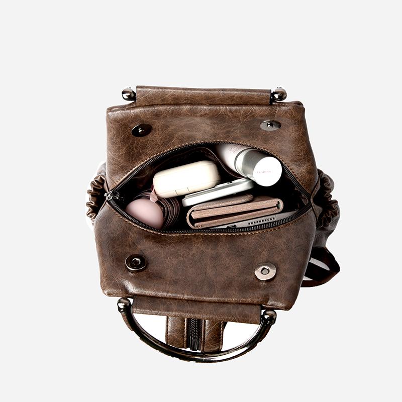 Zaino Stile Pelle Vintage con Manico Superiore e Spallacci Imbottiti