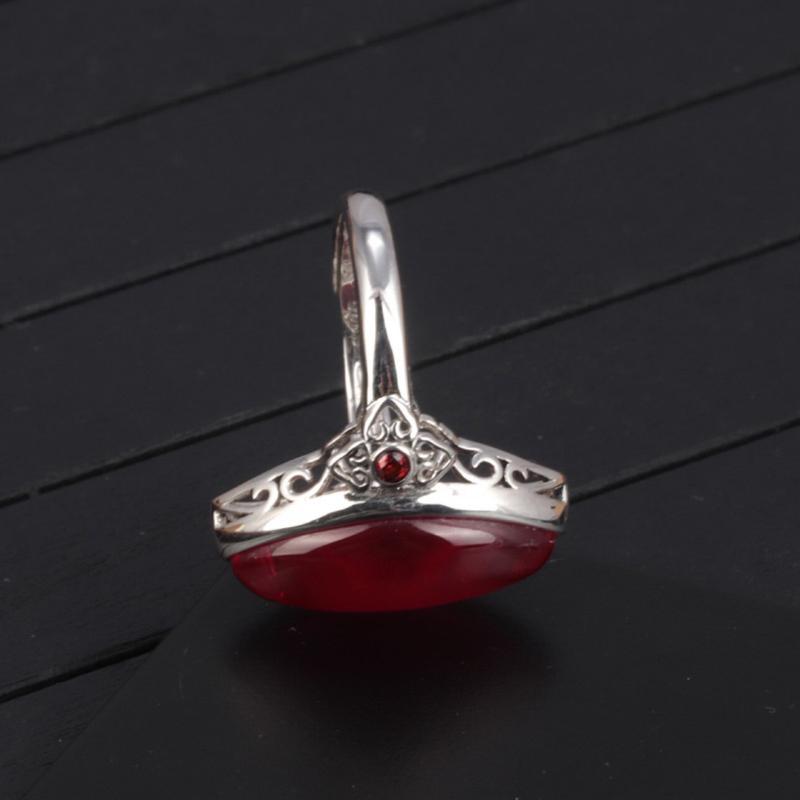 S bagues marquise en calcédoine rouge naturelle incrustée pour femmes style ethnique rétro Bijoux de mariage ajustables