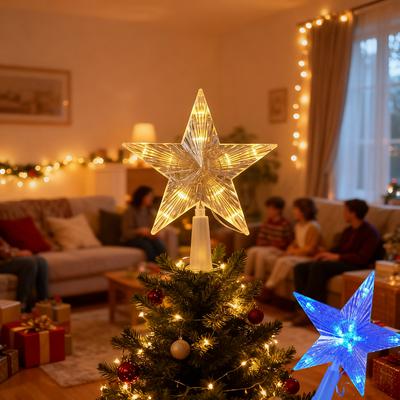 1 Stück Weihnachtsbaumspitze Stern, Stern-Nachtlicht, 15cm, Weihnachtsstern, Batteriebetrieben, Bestens für Weihnachtsbaum-DIY (nicht im Lieferumfang enthaltene Batterien)