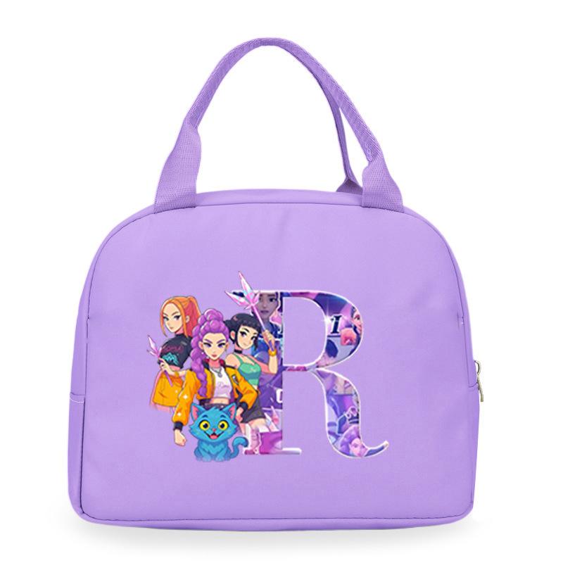 Trend Kpop Anime Cartoon Peripheral 26 Letter Printing Bento Bag Commuter Portable Lunch Box Bag
