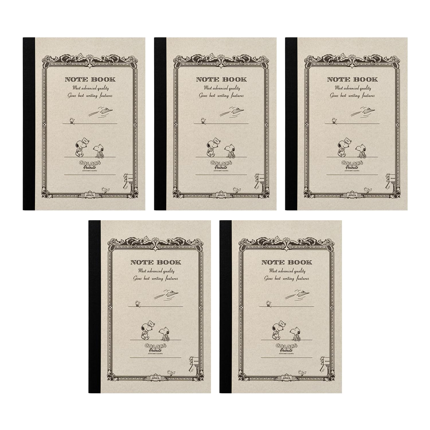 Блокнот Apica CD Notebook PEANUTS COPY Энди Набор A5 CDP11AN5T 5 штук серый