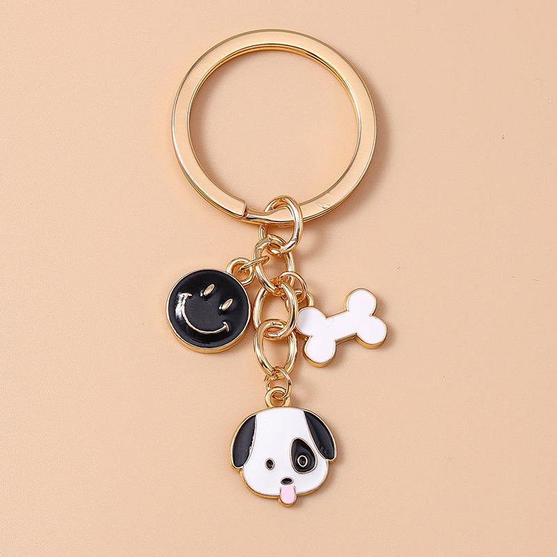 Cute Enamel Puppy Dog Keychain Cartoon Animal Key Ring Pendant for Women Girl Handbag Decor DIY Handmade Jewelry Gift