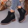 New Style of Plus-size Women's Boots, Low-heeled Square-heeled Ankle Boots, Stretchable Coupler Shoes, Women's Shoes