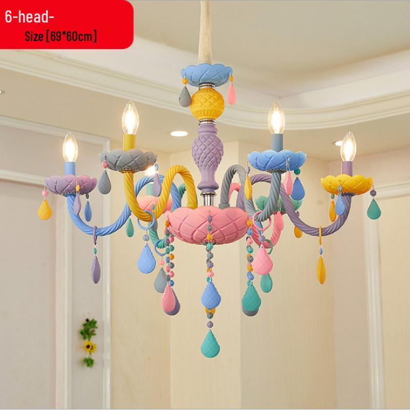 Oeny European Style Rainbow Princess 6-Head Crystal Chandelier