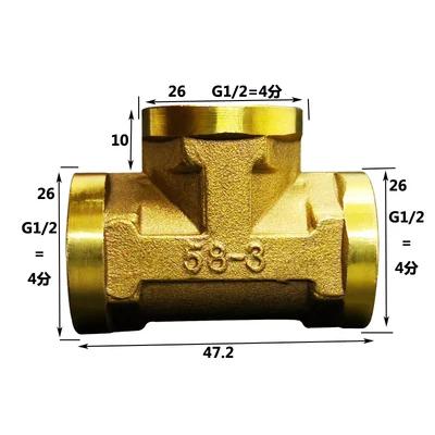 Raccordo a T BSP Femmina Maschio 1/2" Divisore a 3 Vie Raccordo per Tubi in Ottone Accoppiamento DN15 Casa Giardino Per Adattatore Acqua Gas Olio