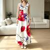 Women's Sleeveless Maxi Dress Watercolor Floral Print,Lightweight & Flowy,Elegant Chic,Perfect for Daily Casual,Friend Gatherings & Vacation Outfits