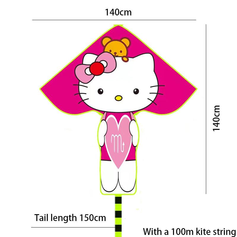 Triangular Cartoon Kite With Curved Edge For Children In Parks And Markets
