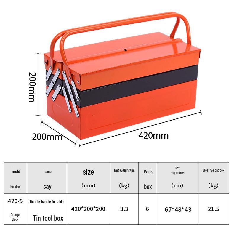 Dual-Handle Folding Metal Toolbox for Car and Auto Repair