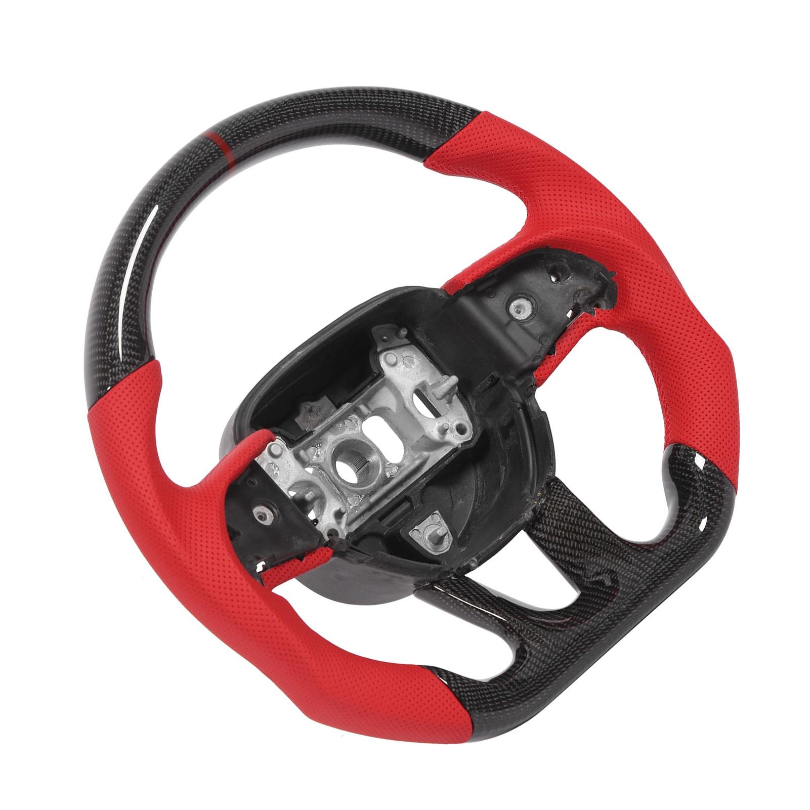 

Рулевое колесо из углеродного волокна, красная перфорированная кожа Nappa, подходит для Dodge ChallengerCharger