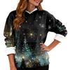 Women's Casual Fashion Plus Velvet Thickened Christmas Print Hooded Sweatshirt