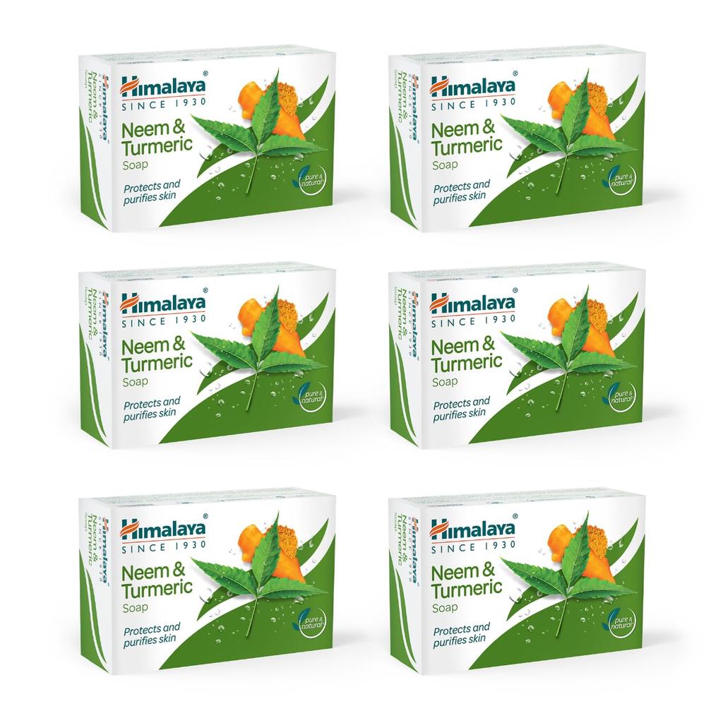 Himalaya Herbals Neem And Turmeric Soap 125g X 6 Bars For Clear Healthy Skin And Daily Body Cleansing