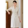 2024 Women's Beige Pleated Skirt Dress - Summer Light Luxury, Professional OL Host Wear
