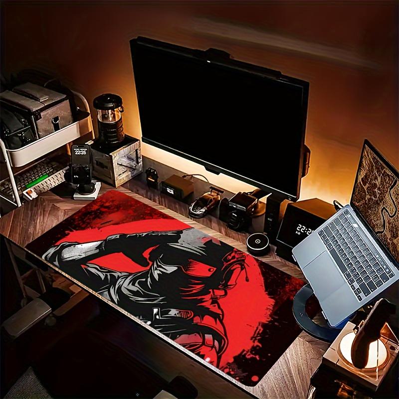 Extended Gaming Mouse Pad Red Soldier Design Large Rubber Mouse Mat Desk Pad Non-slip Base Office Gaming Computer Accessories