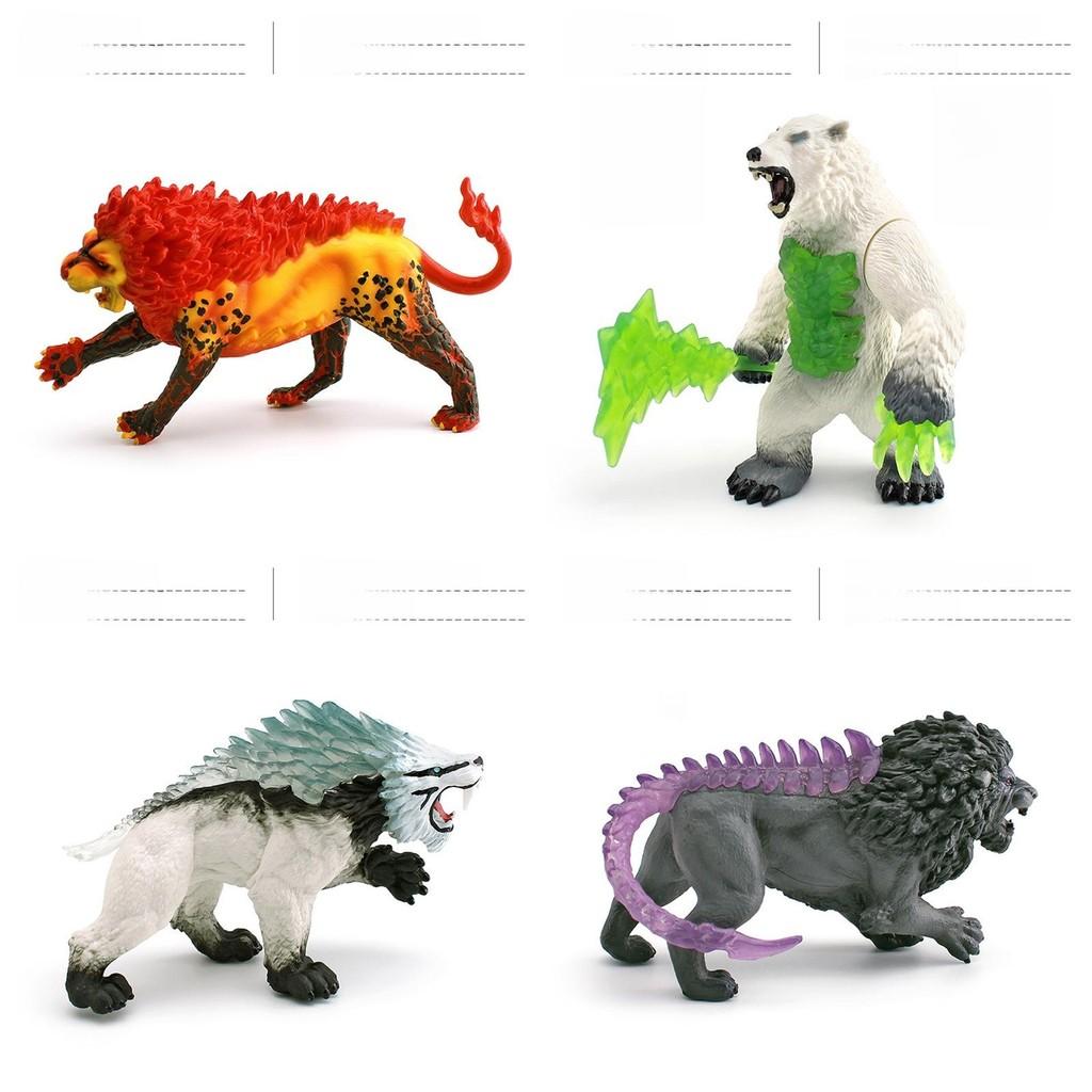 Kids Western Mythological Animal Pvc Figures Collection With Realistic Fire Lion And Ice Bear For Learning