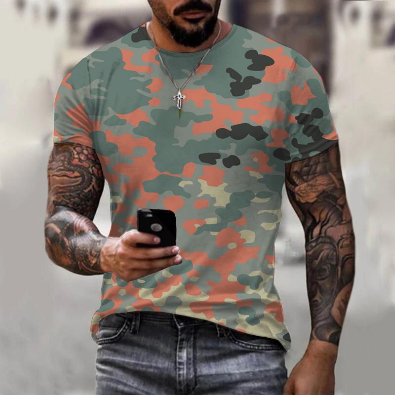 Fashion Men's Crew Neck Short Sleeve 3D Casual Color Printing Casual Short Sleeve Crew Neck T-Shirt