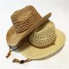 Vintage Western Denim Strandhut, geschnittener Seilstrohhut für Damen und Herren, Sommer Outdoor Reise Zylinderhut