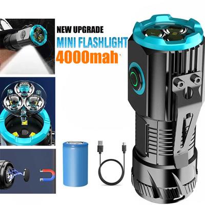 4000MAH Leistungsstarke LED-Taschenlampe TYPE-C Wiederaufladbare Mini EDC COB Taktische Taschenlampe Mit Schwanzmagnet Notfall Angeln Camping Laterne