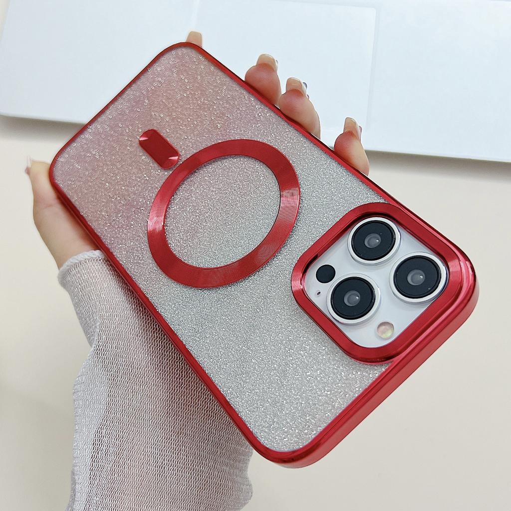 Applicable To Iphone17promax Mobile Phone Case, Apple 16pro Electroplating Magnetic Mobile Phone Case 15 Gradual Change Glitter