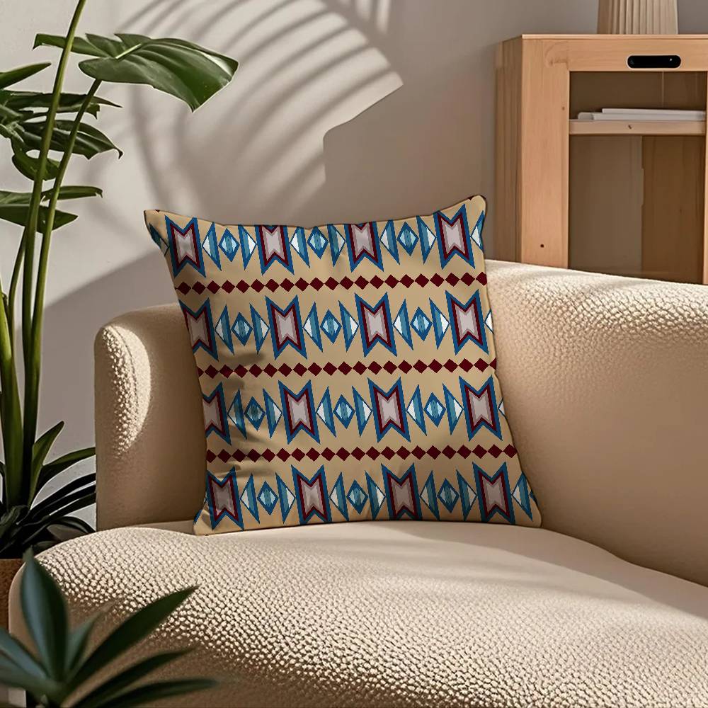 ART Native Fabric Pattern Pillow Case Comfort Sofa Bed Silky elegant Invisible zipper Custom Decorative cushion cover
