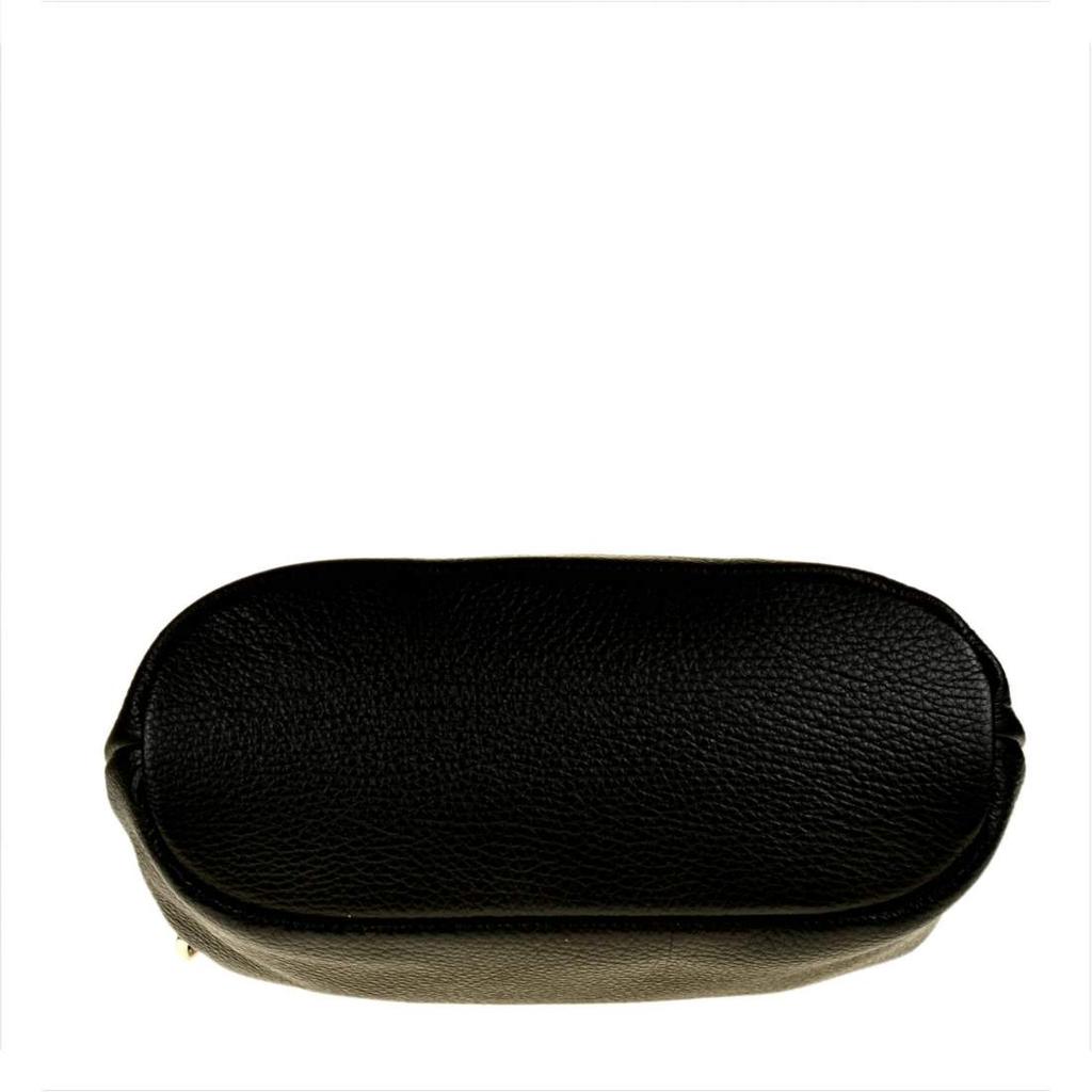 Women's Handbag, Black Genuine Leather, with Clasp