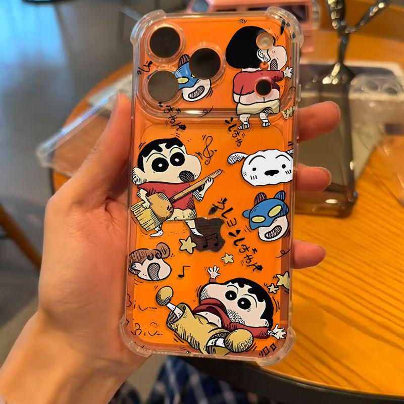 

Thickened Anti-Drop Shin-Chan Cartoon Guitar Case for Apple 15 Pro Max - Transparent Model Compatible with 14/13/12 Apple 14