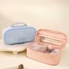 Women Corduroy Travel Makeup Storage Bag Portable Zipper Cosmetic Bag with Handle Square Large Capacity Toiletry Wash Pouch