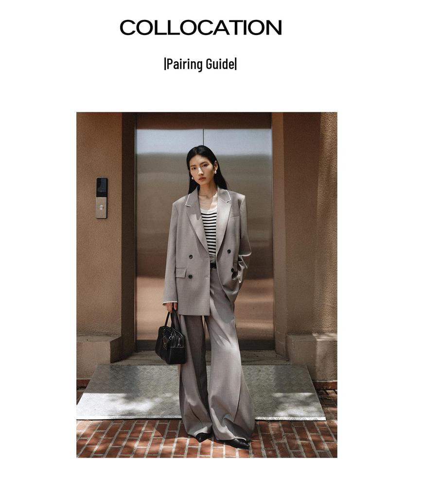 2026 Spring Women's Wool Blend Lapel-less Suit Jacket: Timeless, Elegant, Formal Wear