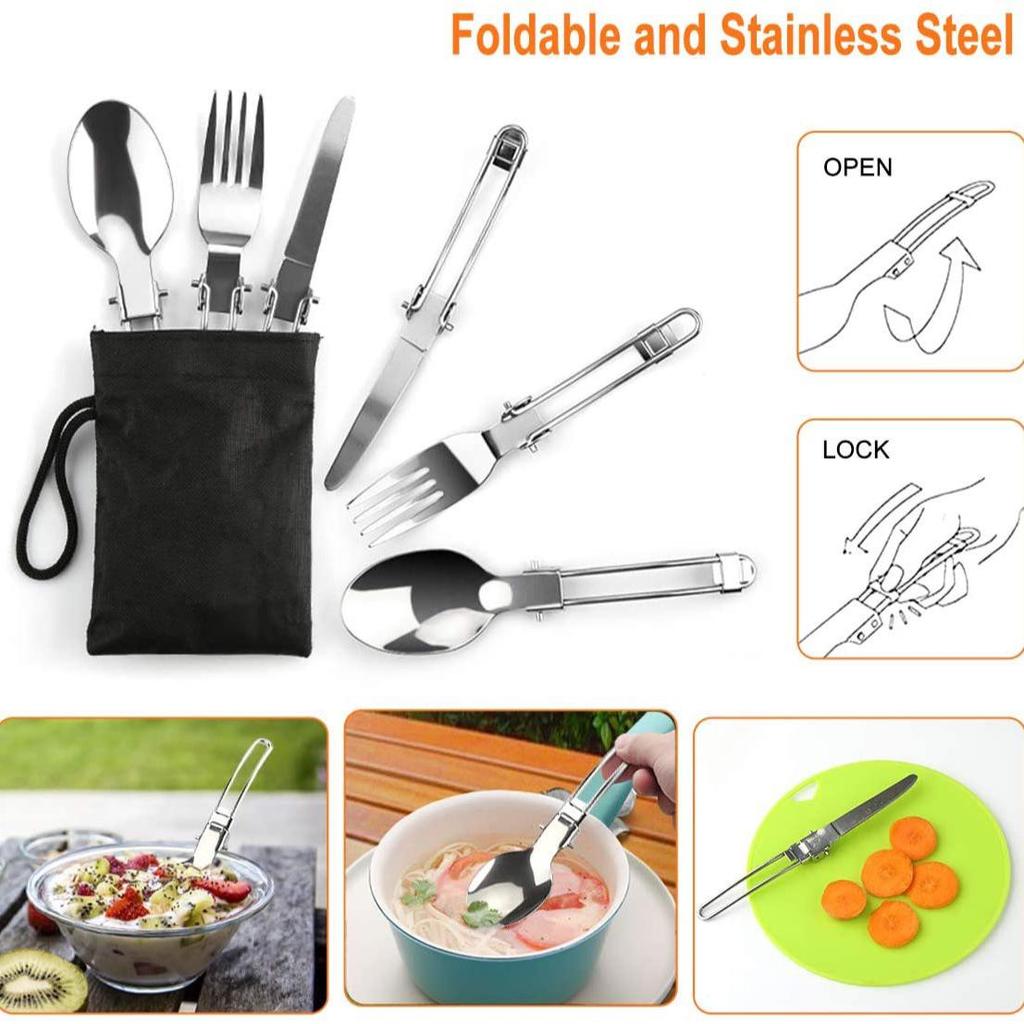 Portable Outdoor Cookware Set for 2-3 People with Teapot - Hard Anodized Aluminum, New Product