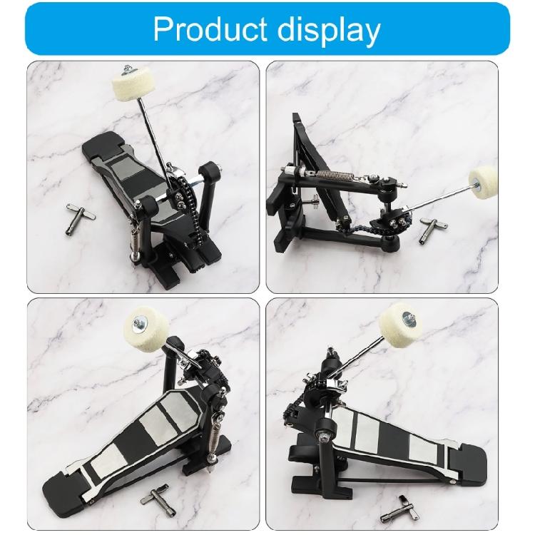 Single Bass Drum Pedal with Felt Beater Stick & Drum Key Kick Drum Pedals for Beginner & Professional Drummers Enduring