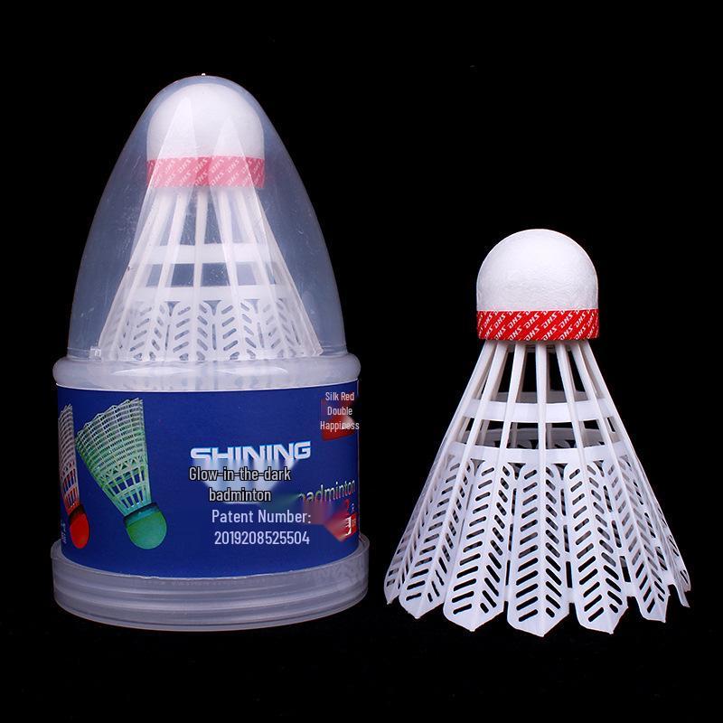 Double Happiness Luminous Nylon Badminton - Durable, Fluorescent, Outdoor Night Use.