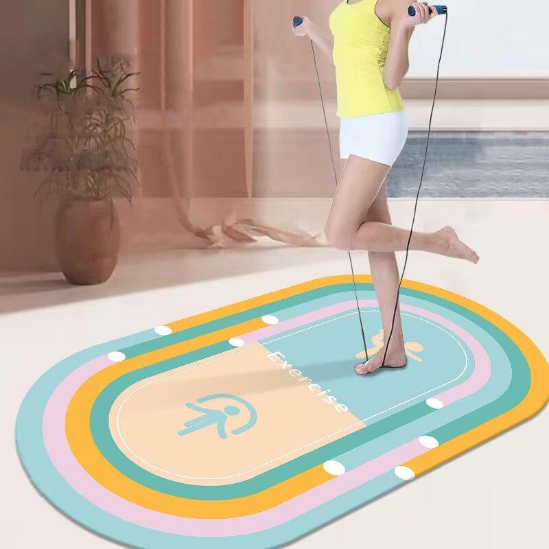 Colorful Soft Skip Rope Mat Large Non-slip Indoor Room Fitness Sports Shock Absorption Skip Rope Mat Yoga Carpet Tatami Area Rug