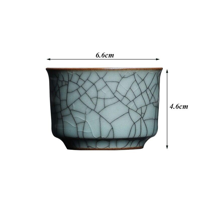 Longquan Celadon Office Teacup Ceramic Ge Kiln Ice Cracked Glaze Kung Fu Master Cup Small Tea Bowl Drinkware