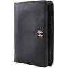 Chanel COCO Mark Bi-Fold Wallet Black Calfskin Women Used
