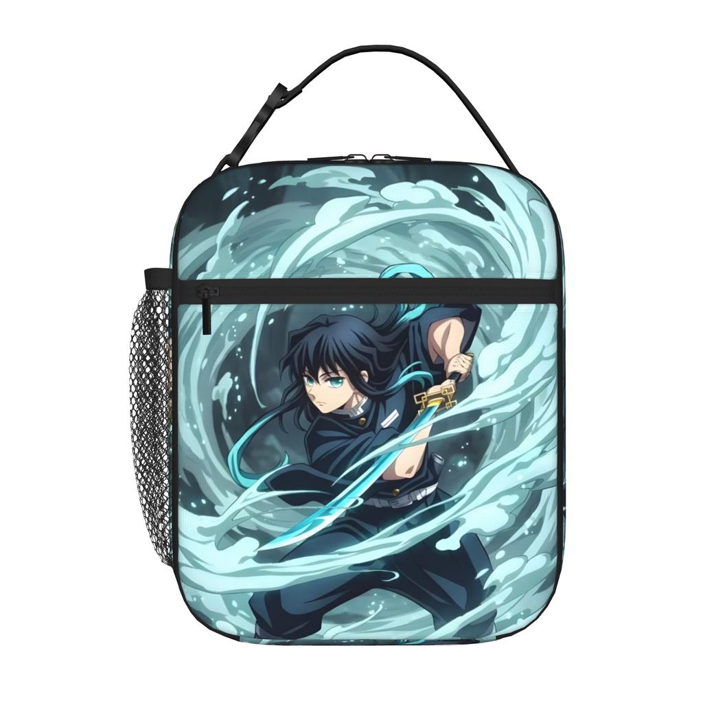 1 Piece Zipper Closure Mist Breathing Storage Bag Pocket Demon Slayer School Lunch Food Box Reusable For Lunch Food Bag