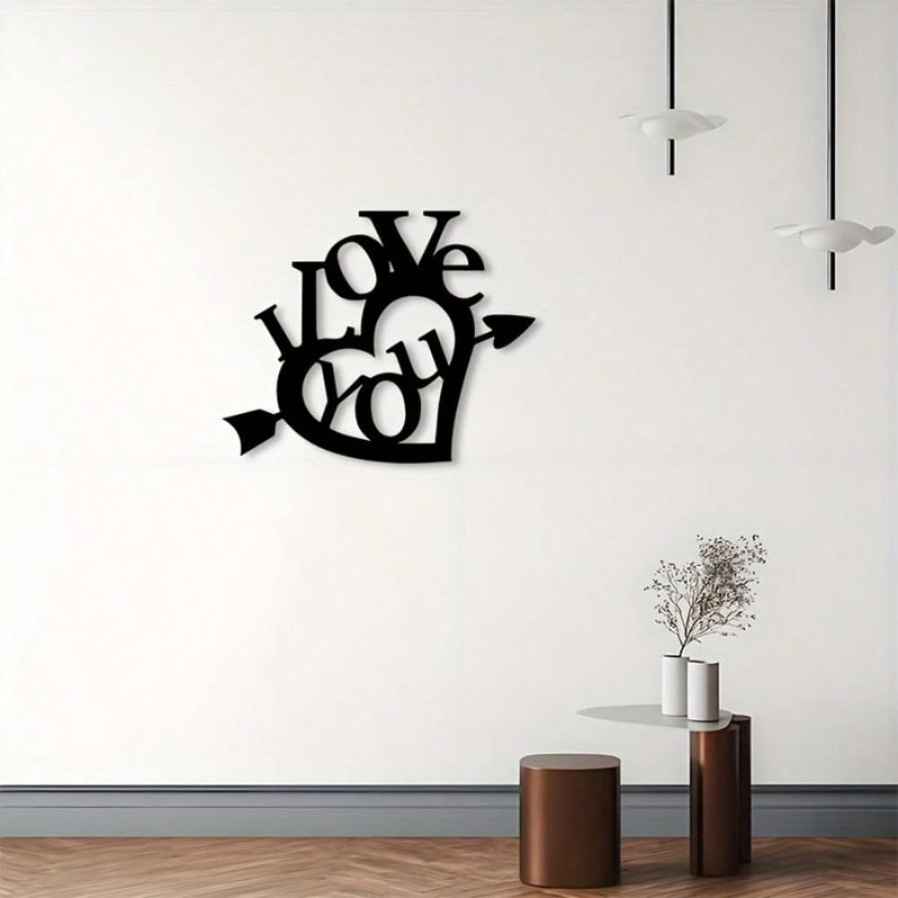 LOVE Arrow Metal Wall Art Romantic Gift Black Iron Indoor Outdoor Wedding Valentine Decor