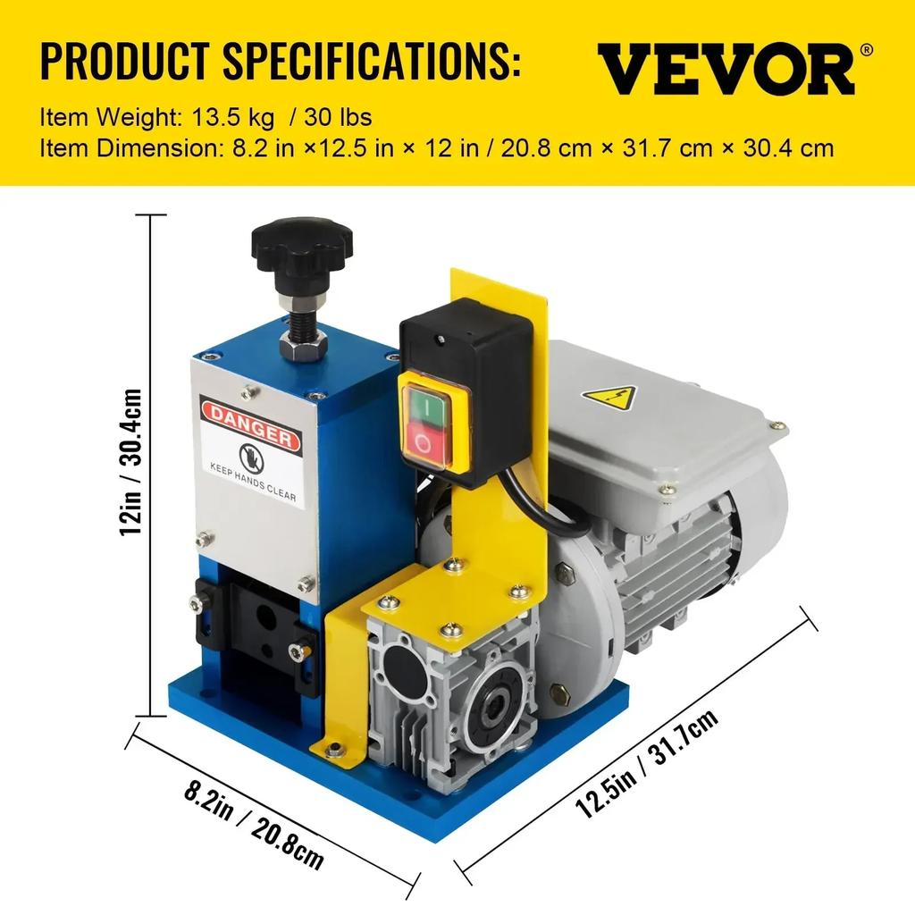 1.5-38MM Electric Wire Stripping Machine 370W, Efficiently Strips Various Metal Wires, With 10 Blades,Speeds Up To 15M/Min