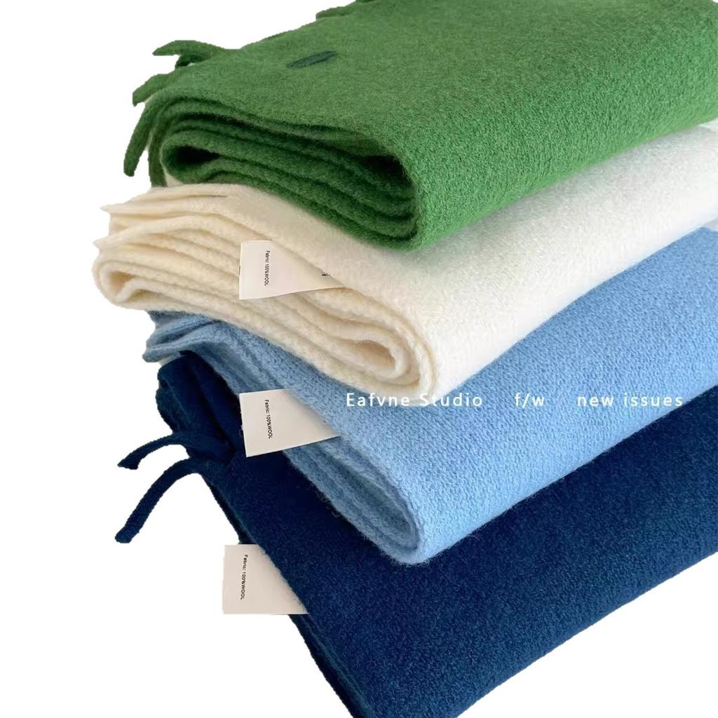 Korea selection 111 pure fringed scarf women's autumn and winter high-density solid color thickened warm versatile plush scarf