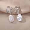 Baroque Pearl Earrings For Women Stainless Steel Zircon Water Droplet Steel Ring Drop Earring Wedding Party Jewelry Bijoux Femme