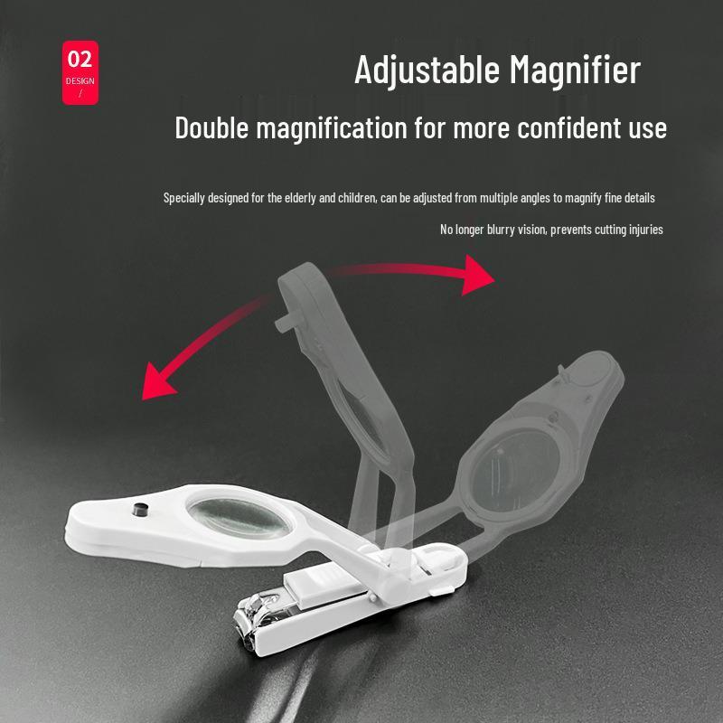 Large Anti-Splash Nail Clippers with Magnifying Glass & Light for Kids & Elderly