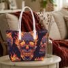 Cool Flame Skull Pattern Tote Bag Fashion Daily Casual Shoulder Handbag for Outdoor Shopping