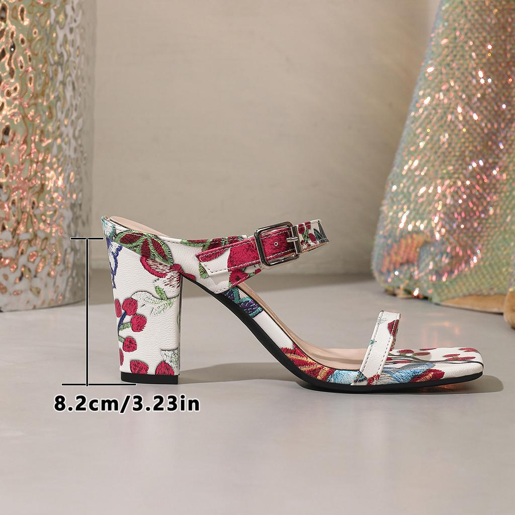 High-heeled Sandals, Flip-flops, Square-toe, Thick-soled Women's Shoes, Large Size