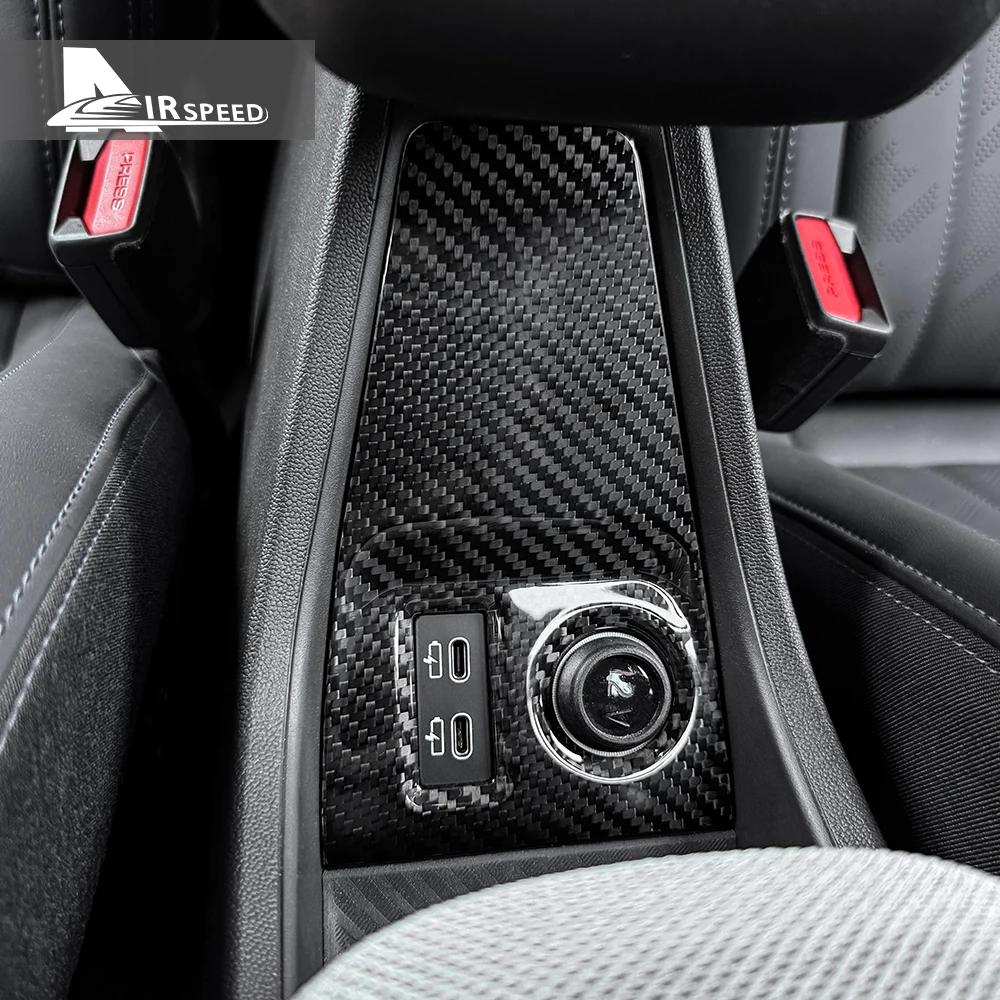 For BMW Mini Cooper S F65 F66 F67 2024 2025 Car Cigarette Lighter USB AUX Panel Console Cover Sticker Interior Real Carbon Fiber