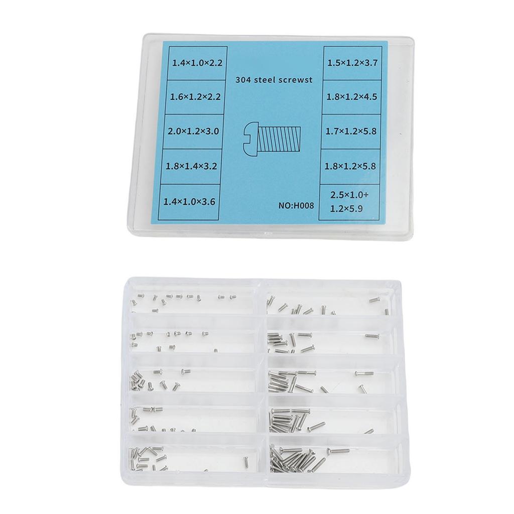 Mini Screw Kit Tiny Self Tapping H Shaped Electronic Screws Assortment Kit for Sunglasses Watch Repair Stainless Steel