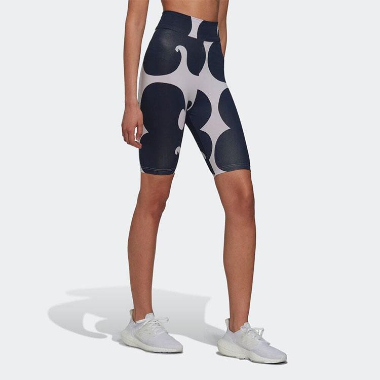 Adidas Color Block Print Knee-Length Slim Fit Sports Shorts Women Shorts Purple HH8760