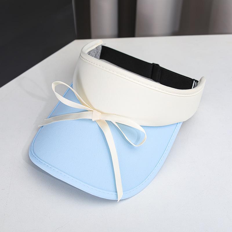 Fashion Candy Color Cute Girls Bow-Tie Baseball Ice Silk Empty Top Women Summer Sunshade Visor Hat Uv Sports Sun Hats Beach Cap