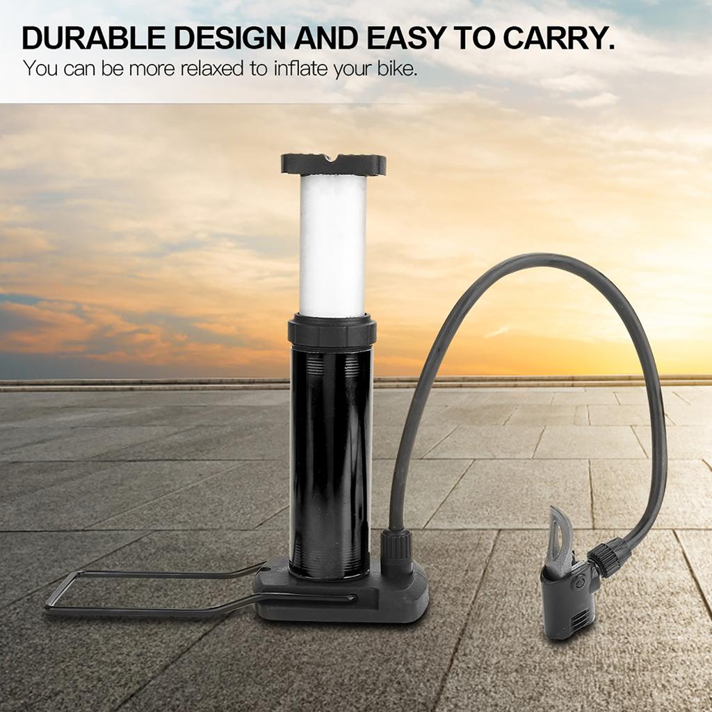 Bike Pump Portable Motorcycle Foot Pumps Aluminum Alloy (Black)